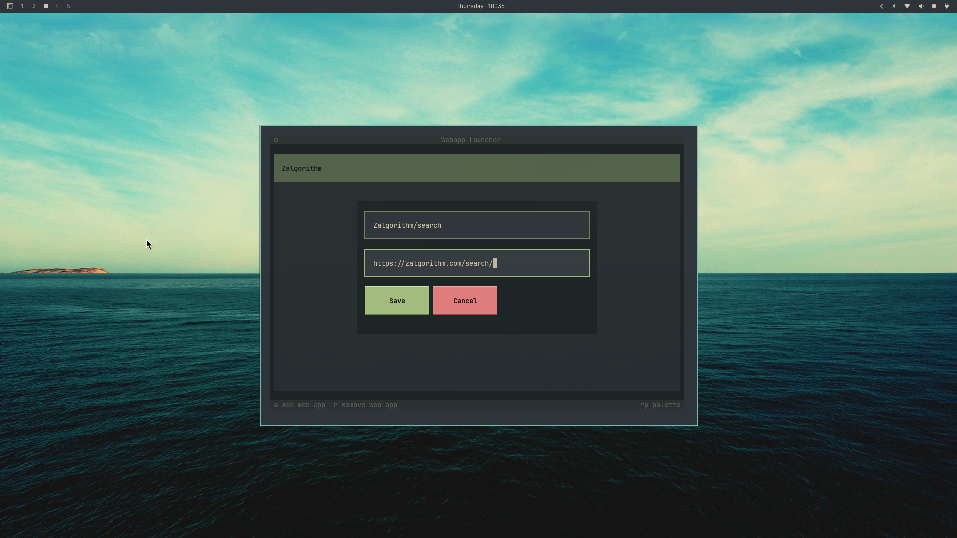 Webapp Launcher: add URL
